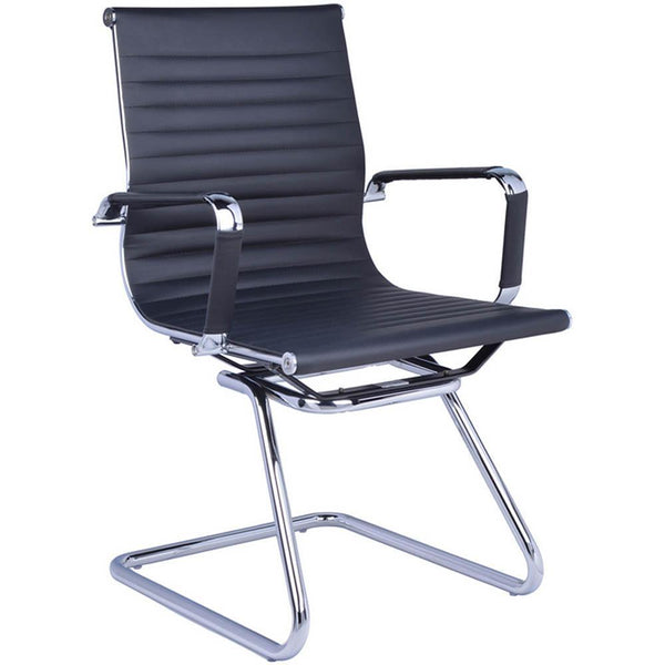 Naples Visitor Chair Medium Back Cantilever Base With Arms Pu Black YS116C - SuperOffice