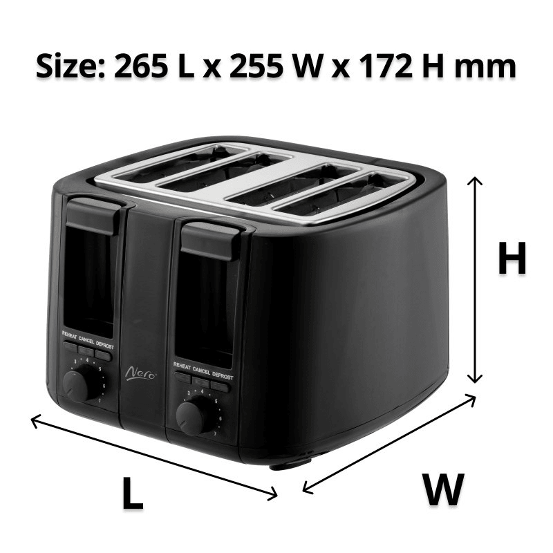 Nero Classic Black Toaster 4 Slice 7 Settings 746051 - SuperOffice