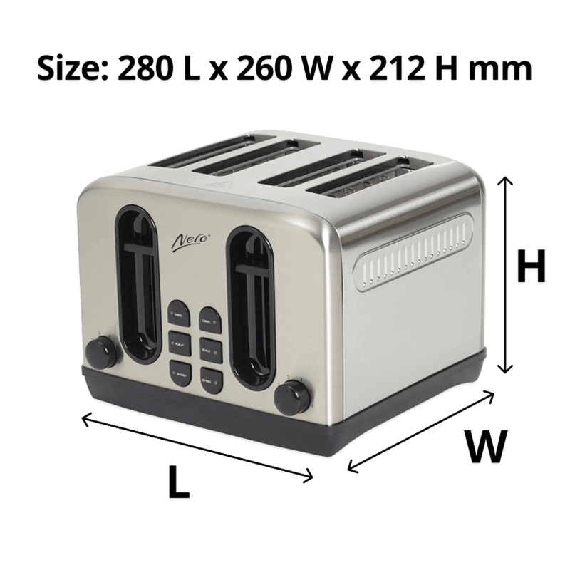 Nero Classic Stainless Steel Style Toaster 4 Slice 746090 - SuperOffice