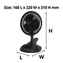 Nero Clip And Storage Desk Fan 150mm Black Office Home Table 74901601 - SuperOffice