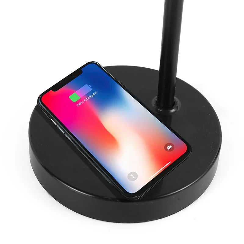 Nero Foldable LED Lamp Table Light Aluminium Wireless Phone Charging Pad Black 330017 - SuperOffice