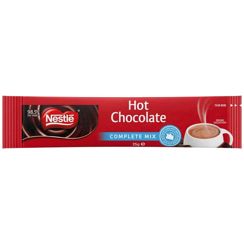 Nestle Complete Mix Hot Chocolate Individual Stick Sachets Portions 25g 100 Carton Bulk Box 12579184 - SuperOffice