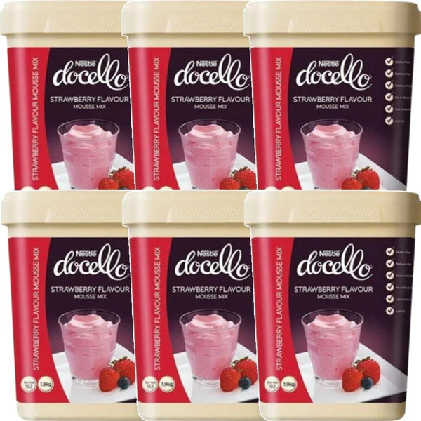 Nestle Docello Mousse Mix Strawberry Flavour 1.9kg Tub 6 Pack Bulk 4729 (6 Pack) - SuperOffice