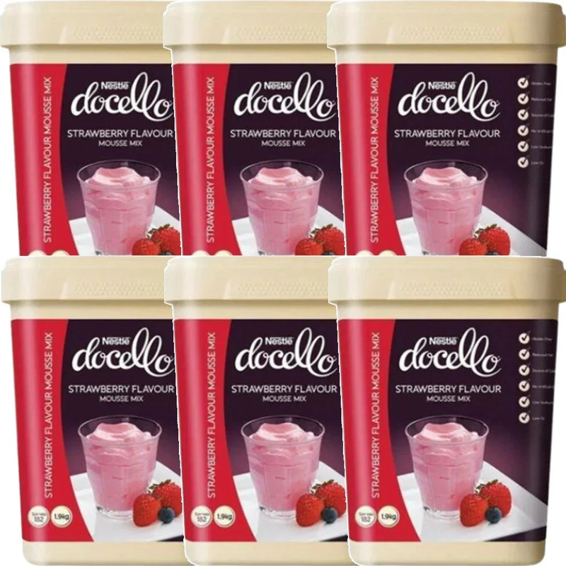 Nestle Docello Mousse Mix Strawberry Flavour 1.9kg Tub 6 Pack Bulk 4729 (6 Pack) - SuperOffice