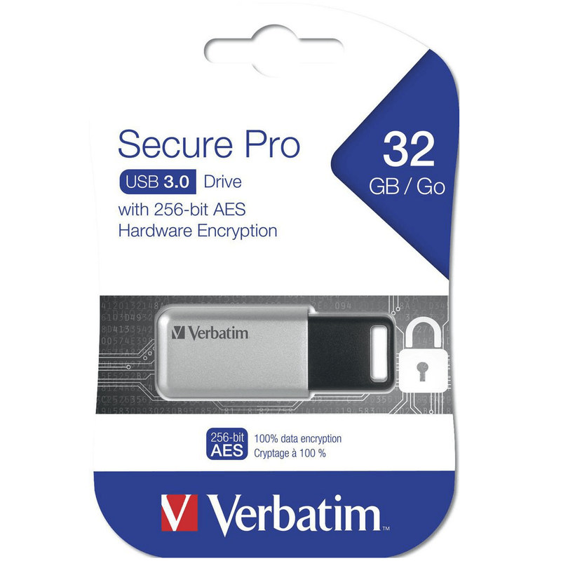 NEW Verbatim Store-N-Go Secure Encrypted Pro USB 3.0 SuperSpeed Drive 32GB Stick 98665 - SuperOffice
