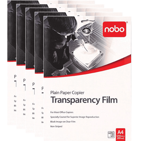 Nobo Plain Paper Copier OHP Transparency Film Overhead Projector 100 Pack Sheets PP100C (5 Pack of 20) - SuperOffice