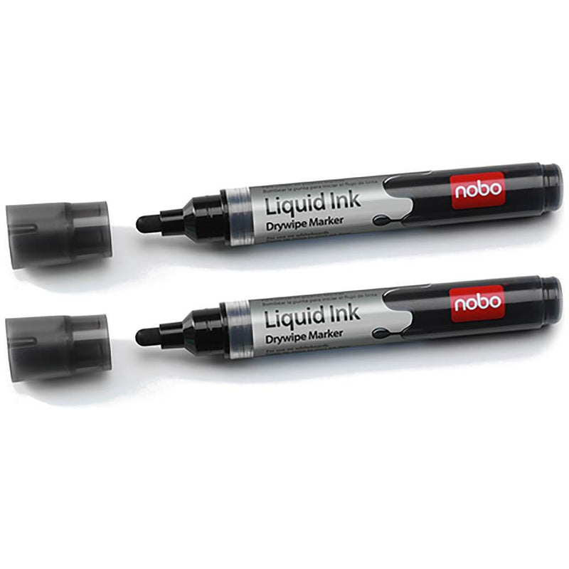 Nobo Whiteboard Liquid Ink Dryline Markers Black Pack 2 1902407 - SuperOffice