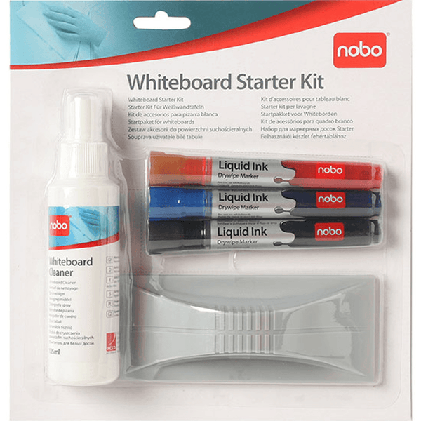 Nobo Whiteboard Starter Kit Eraser Cleaner Markers White Board 34438861 - SuperOffice