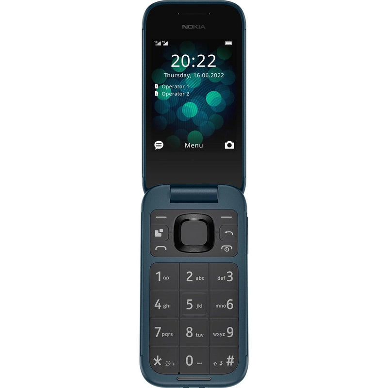 Nokia 2660 Flip Mobile Phone 128MB 2.8" 4G Unlocked Dual Sim Blue 1GF012HPG1A02 - SuperOffice