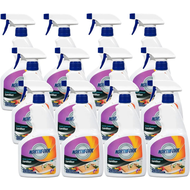 Northfork Food Surface Sanitiser Cleaner Kitchen Table 750mL Spray Bottle Box 12 631090400 (Box 12) - SuperOffice