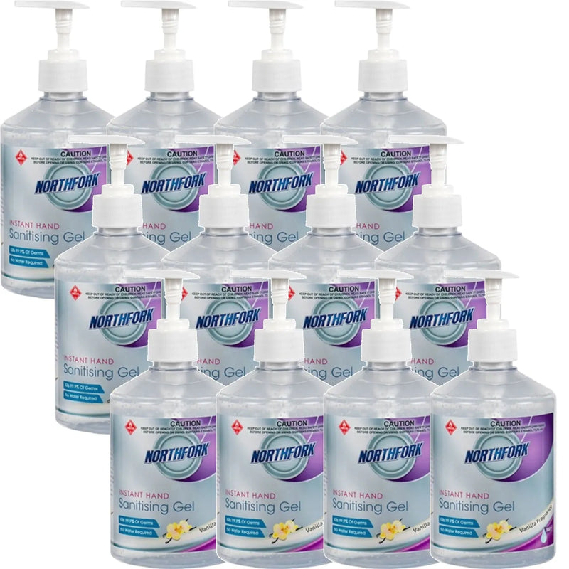 Northfork Hand Sanitiser Gel Vanilla Pump Bottle 500ml 12 Pack 635090300 (12 Pack) - SuperOffice