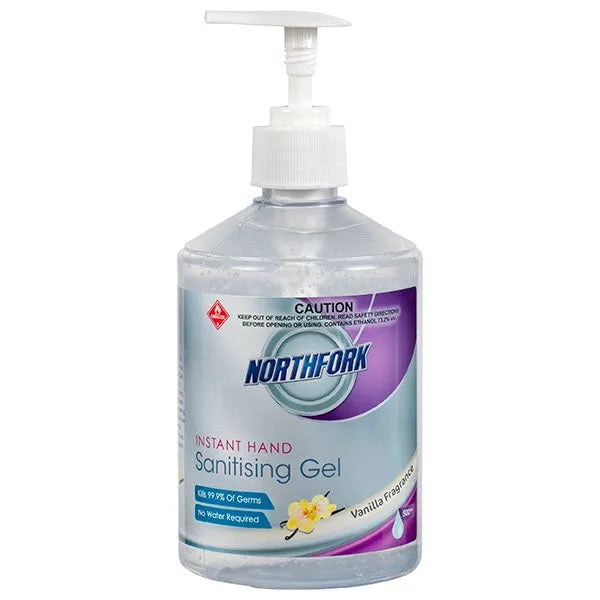Northfork Hand Sanitiser Gel Vanilla Pump Bottle 500ml 12 Pack 635090300 (12 Pack) - SuperOffice