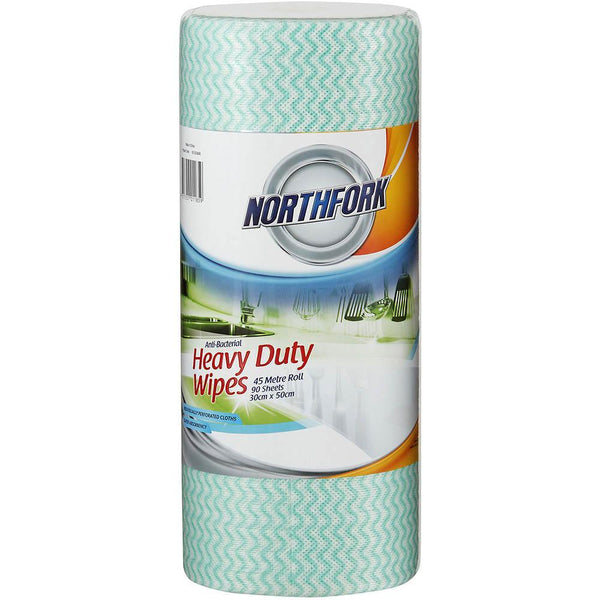 Northfork Heavy Duty Antibacterial Perforated Wipes Roll Green 90 Sheets 631253640 - SuperOffice