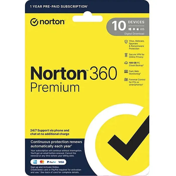 Norton 360 Premium Protection 1 User 10 Devices 1 Year Subscription 21432824 - SuperOffice