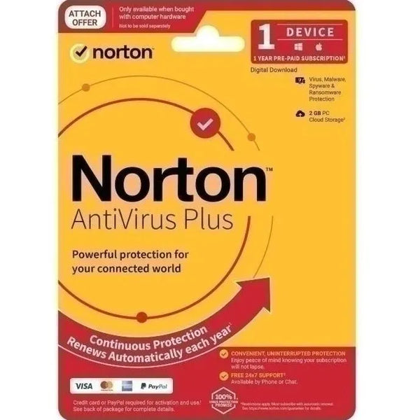 Norton AntiVirus Plus 1 User 1 Device 1 Year Subscription Anti-Virus Protection Cyber 21433643 - SuperOffice