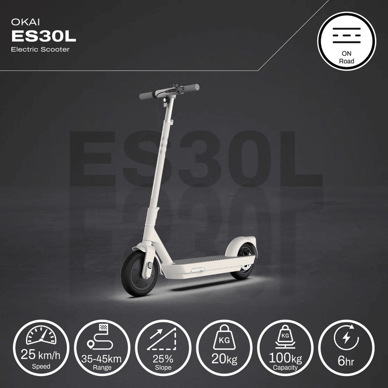 Okai Escooter ES30L Electric Scooter White OKES30L - SuperOffice