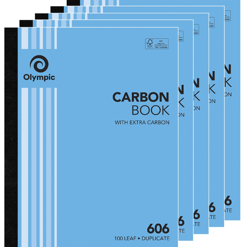 Olympic 606 Carbon Book with Extra Carbon 100 Leaf Pack 5 140853 (5 Pack) - SuperOffice
