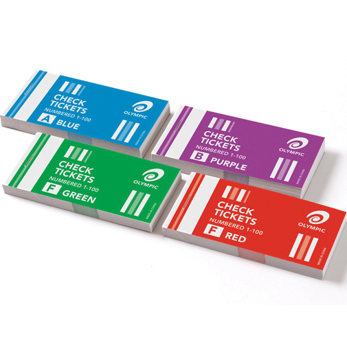 Olympic Check Ticket Books 72 Pack Pads 1-100 Numbered Raffles Events 140891 - SuperOffice