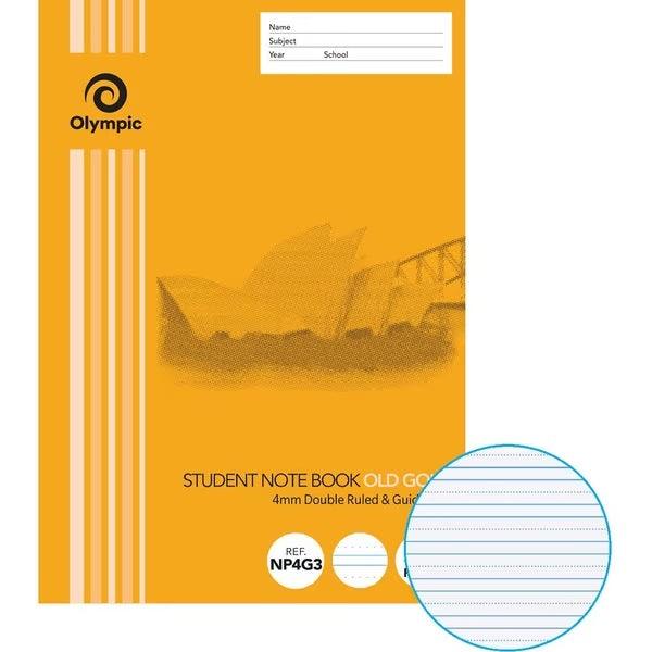 Olympic Notebook 175x250mm 4mm Double Ruled Old Gold Exercise Book 32 Page Pack of 20 197741 - SuperOffice