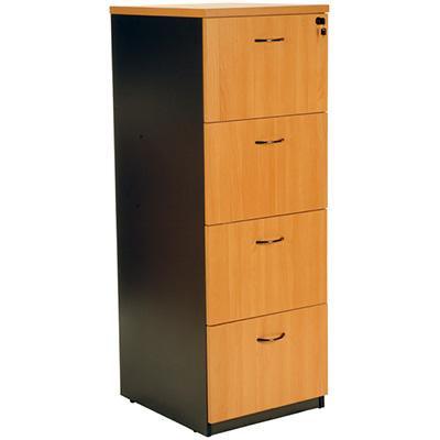 Oxley Filing Cabinet 4 Drawer 476 X 550 X 1339Mm Beech/Ironstone FC4BI - SuperOffice