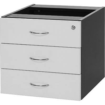 Oxley Fixed Pedestal 3 Drawer 472 X 470 X 450Mm White/Ironstone D3WI - SuperOffice