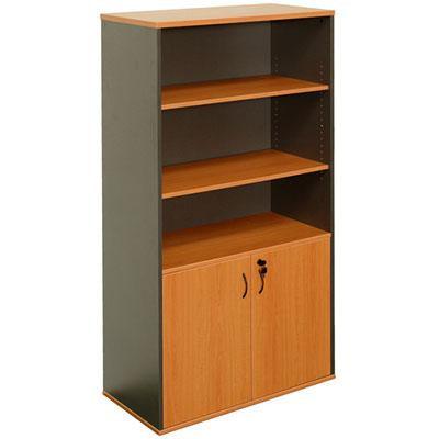Oxley Half Door Stationary Cupboard 900 X 450 X 1800Mm Beech/Ironstone HDBI - SuperOffice