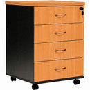 Oxley Mobile Pedestal 4 Drawer Lockable 476 X 460 X 675Mm Beech//Ironstone MP4BH/IR - SuperOffice