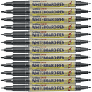 Pack 12 Artline 541T Dual Nib Fine Whiteboard Pen Marker 0.4mm/1mm Bullet Black 154161 (12 Pack) - SuperOffice