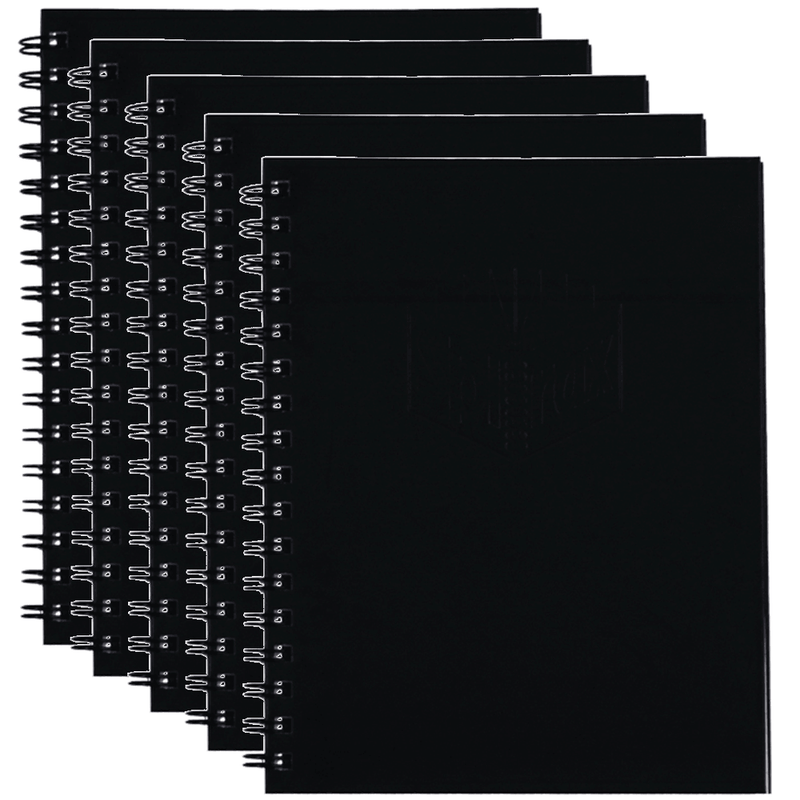 Pack 5 Spirax 511 Notebook Spiral Bound Hard Cover 200 Page 225x175mm Black 56511BK (5 Pack) - SuperOffice
