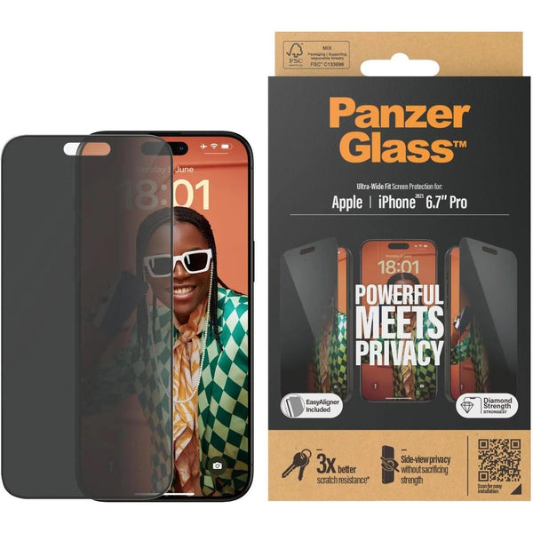 PanzerGlass Privacy Glass Screen Protector Ultra-Wide Fit iPhone 15 Pro Max 6.7" P2812 - SuperOffice