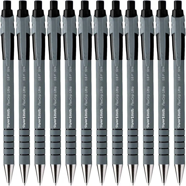 Papermate Flexgrip Retractable Ballpoint Pen Fine 0.8mm Black Box 12 9580131 (Box 12) - SuperOffice