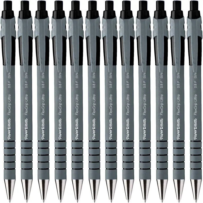 Papermate Flexgrip Retractable Ballpoint Pen Fine 0.8mm Black Box 12 9580131 (Box 12) - SuperOffice