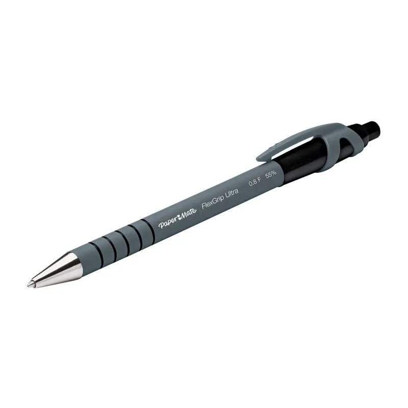 Papermate Flexgrip Retractable Ballpoint Pen Fine 0.8mm Black Box 12 9580131 (Box 12) - SuperOffice