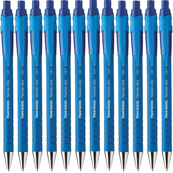 Papermate Flexgrip Retractable Ballpoint Pen Fine 0.8mm Blue Box 12 9560131 (Box 12) - SuperOffice