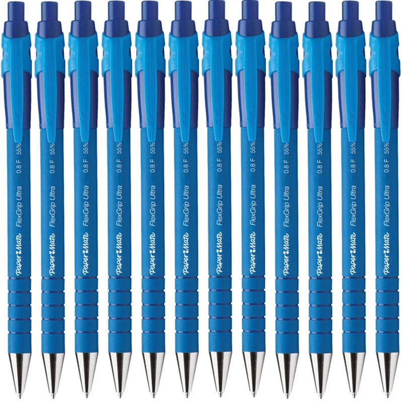 Papermate Flexgrip Retractable Ballpoint Pen Fine 0.8mm Blue Box 12 9560131 (Box 12) - SuperOffice