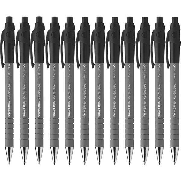 Papermate Flexgrip Retractable Ballpoint Pen Medium 1.0mm Black Box 12 1810776 (Box 12) - SuperOffice