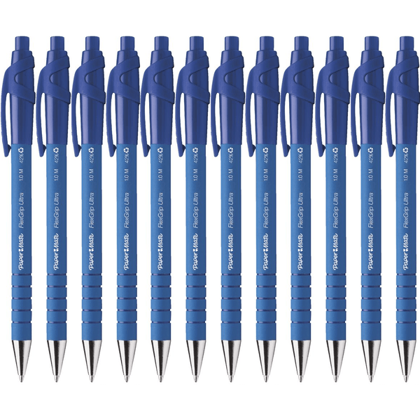 Papermate Flexgrip Retractable Ballpoint Pen Medium Blue 1.0mm Box 12 1813531 (Box 12) - SuperOffice