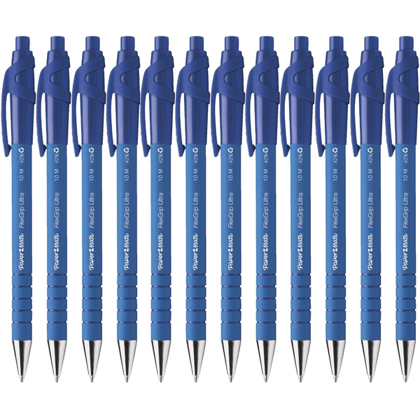 Papermate Flexgrip Retractable Ballpoint Pen Medium Blue 1.0mm Box 12 1813531 (Box 12) - SuperOffice