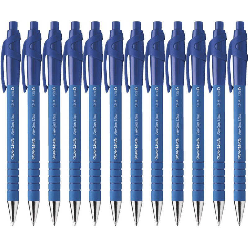 Papermate Flexgrip Retractable Ballpoint Pen Medium Blue 1.0mm Box 12 1813531 (Box 12) - SuperOffice