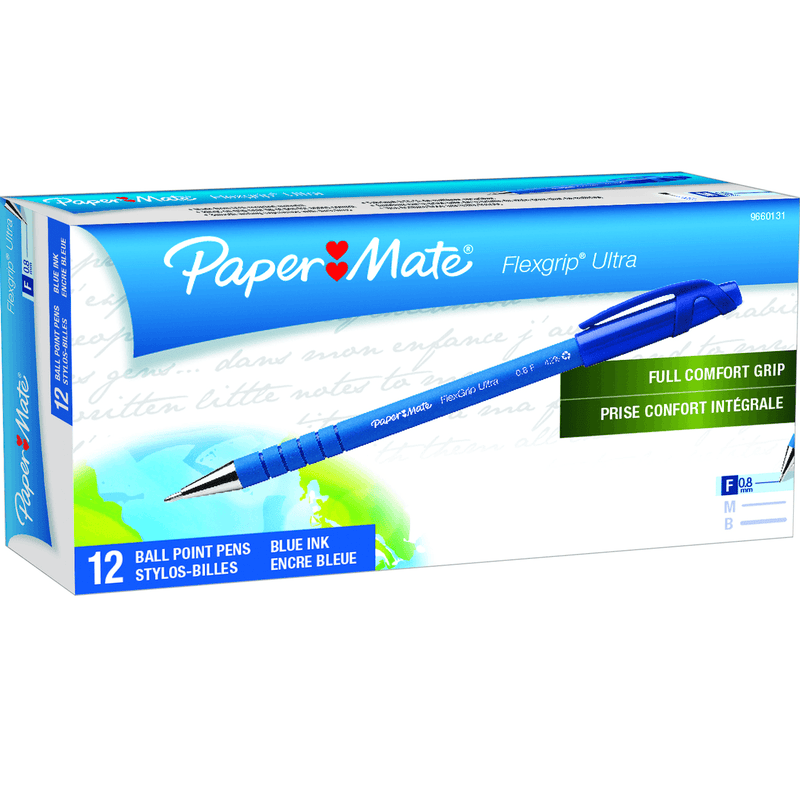 Papermate Flexgrip Ultra Ballpoint Pen Fine Blue Box 12 9660131 (Box 12) - SuperOffice