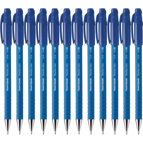 Papermate Flexgrip Ultra Ballpoint Pen Medium NIB Capped Blue Box 12 9610131 (Box 12) Medium Blue Capped - SuperOffice