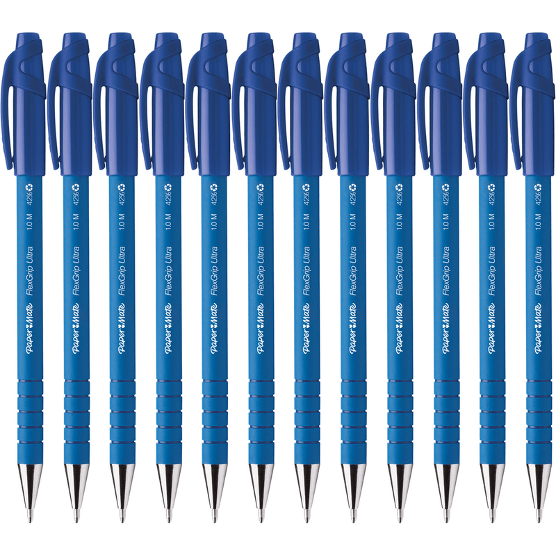 Papermate Flexgrip Ultra Ballpoint Pen Medium NIB Capped Blue Box 12 9610131 (Box 12) Medium Blue Capped - SuperOffice