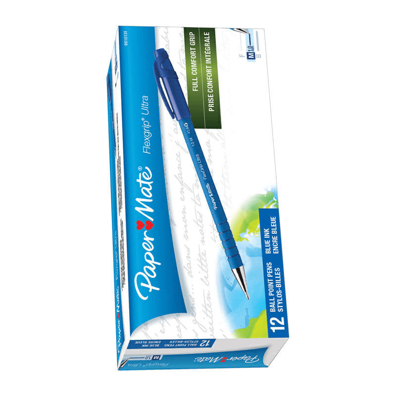 Papermate Flexgrip Ultra Ballpoint Pen Medium NIB Capped Blue Box 12 9610131 (Box 12) Medium Blue Capped - SuperOffice