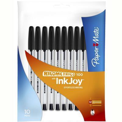 Papermate Inkjoy 100 Ballpoint Pen Medium 1.0Mm Black Pack 10 AP012982 - SuperOffice