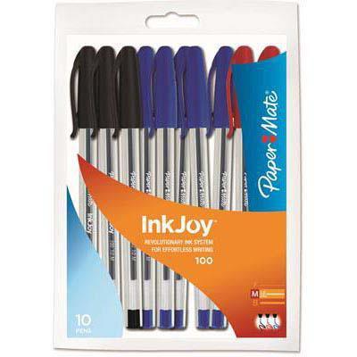 Papermate Inkjoy 100 Ballpoint Pens Medium 1.0Mm Assorted Box 10 AP012984 - SuperOffice