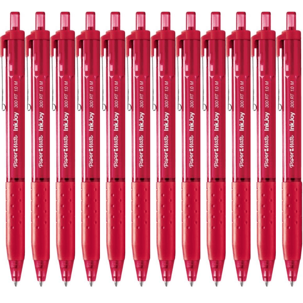 Papermate Inkjoy 300 Retractable Ballpoint Pen Medium 1.0mm Red Box 12 2008584 - SuperOffice