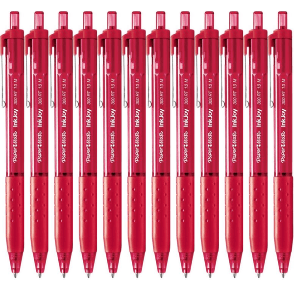 Papermate Inkjoy 300 Retractable Ballpoint Pen Medium 1.0mm Red Box 12 2008584 - SuperOffice