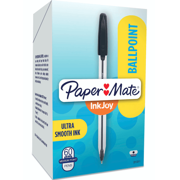 Papermate Inkjoy 50 Ballpoint Pen Medium 1.0mm Black Box 60 BULK 2013311 - SuperOffice