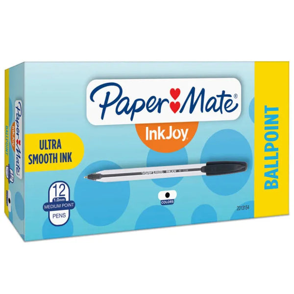 Papermate InkJoy 50ST Capped BallPoint 1.0mm Medium Pen Black Box 12 2013154 - SuperOffice