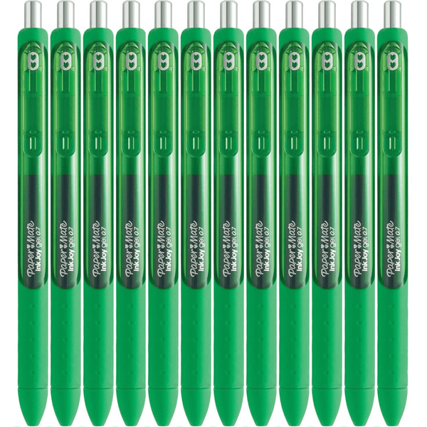 Papermate Inkjoy Gel Pen Medium 0.7mm Retractable Green Box 12 1953517 (Box 12) - SuperOffice